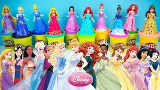 Elsa Anna Rapunzel Merida Cinderella Ariel Snow White Aurora Tiana Belle Disney Princess Play Doh 2