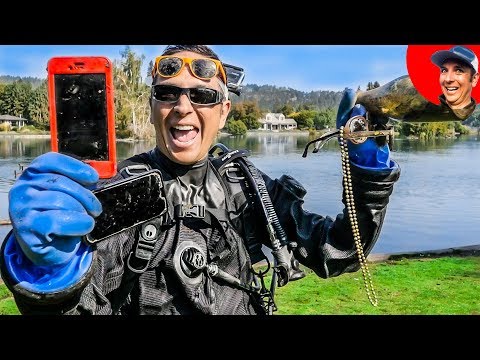 I Found $1,957 in River Treasure, iPhones, Ring, Sunglasses, Necklace and More! (Scuba Diving) Video