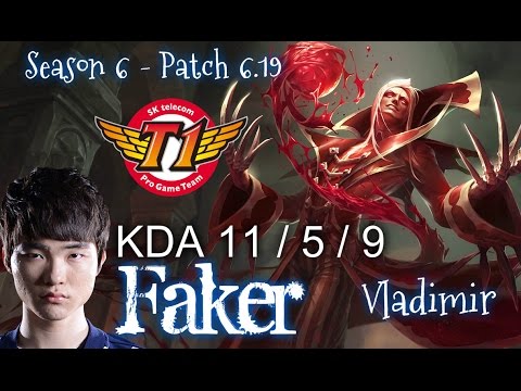 SKT T1 Faker VLADIMIR vs BRAND Mid - Patch 6.19 KR Ranked | League of Legends