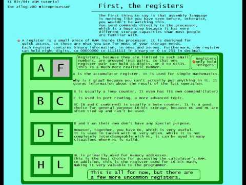 TI 83+/84+ z80 Assembly tutorial- Part 1: registers