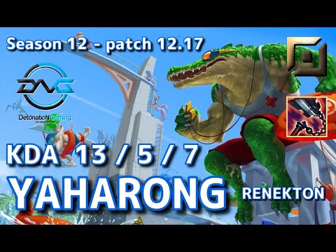 【KRサーバー/M1】DFM Yaharong レネクトン(Renekton) VS セト(Sett) TOP - Patch12.17 KR Ranked【LoL】