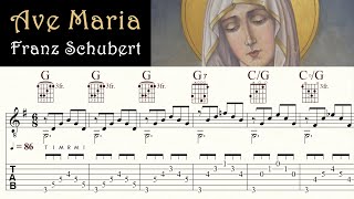 AVE MARIA | FRANZ SCHUBERT | Complete | Acoustic Guitar Tutorial | Sheet Music &amp; TAB