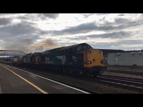 (HD) DRS Class 37069 & 37059 Bridgwater Flasks @ Bridgwater (THRASH) (6M67) 20.03.18