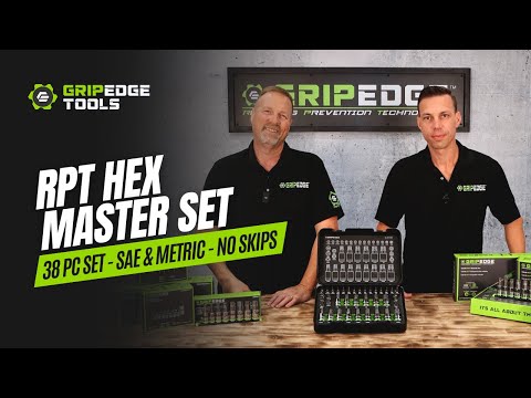 Gripedge 38 Pc Master RPT Hex Bit Allen Socket Set Metric & SAE | MH38S