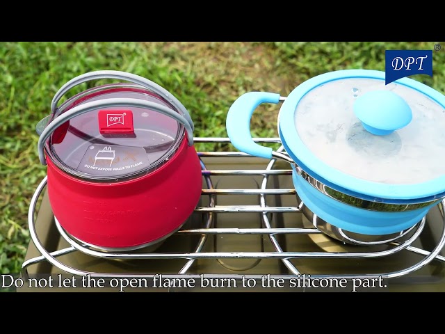 قدر سيلكون قابل للطي 1 لتر - يوفر مساحة، سهل الحمل والتنقل، يتحمل درجات حرارة عالية،ضمان سنتان