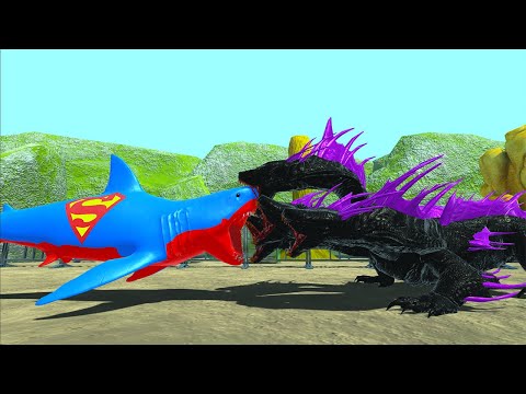 GREAT SHARK SUPERMAN DEATH SWIM - Animal Revolt Battle Simulator
