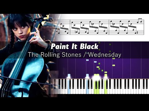 Wednesday Plays The Cello (Paint It Black) - Piano Tutorial + SHEETS