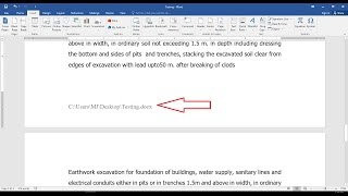 How to Insert File Location in MS Word Header Footer (2003-2016)