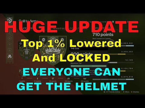 HUGE UPDATE TOP 1% LOWERED & EVERYONE CAN GET THE HELMET CALL TO ARMS SCORING BUG GLITCH UPDATE