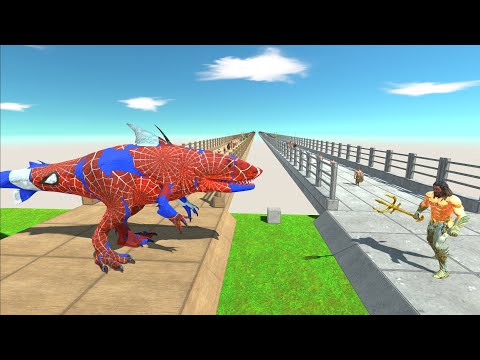 AQUAMAN VS KINGSHARK Fierce Spider-Man DEATH RUN - Animal Revolt Battle Simulator