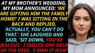 Mom Announced “We Are Gifting Him the Home” at the Wedding — I Held Up the Deed: “I Own It Now”