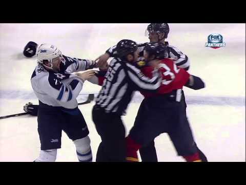 Eric Tangradi vs Nolan Yonkman fight Mar 8 2013 Winnipeg Jets vs Florida Panthers NHL Hockey