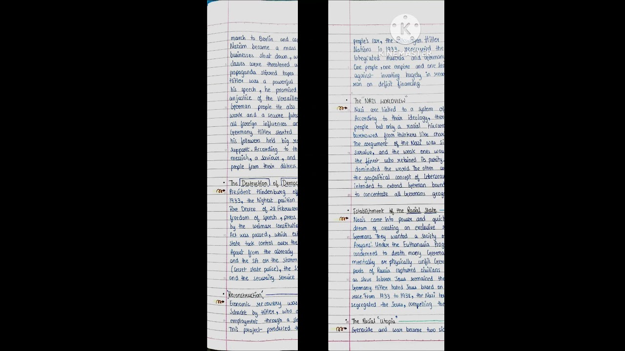class 9 History notes of chapter 3 |nazism and the rise of Hitler |NCERT| CBSE|| #notes #history ~~