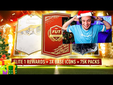 MY ELITE 1 FUT CHAMPIONS REWARDS + 3x BASE ICON PACKS + NEW 75K COIN PACK! FIFA 21 ULTIMATE TEAM