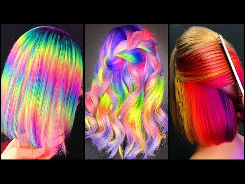 Top 10 Amazing Short Hair Color Rainbow Transformation...
