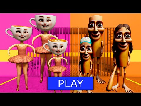 TUNG TUNG SAHUR Family Vs BALERINA CAPUCHINO Family in BARRY'S PRISON RUN! New Scary Obby #Roblox