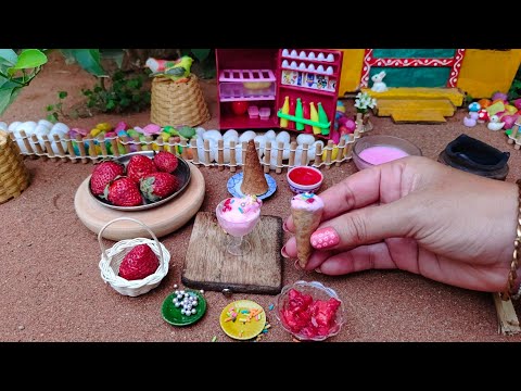 Miniature Strawberry Ice Cream | Easy Ice Cream Recipe at Home | Rini's Miniature |
