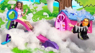 Sasha plays at Halloween Foam Party