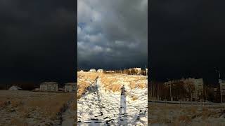 Sunshine during dark black clouds #poland