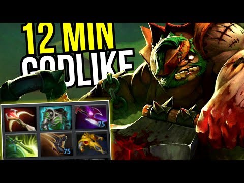 12 MIN GODLIKE - Carry Pudge Full Slot 9 Items Amazing Gameplay 7.09 | Dota 2