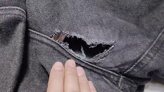 Learn by yourself how to invisibly fix a hole on jeans between the legs