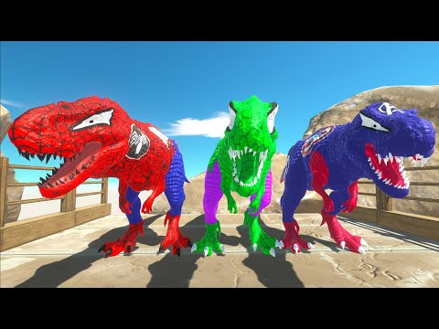 Dc Dinosaurs Race Champions 3 T-rex Superheroes Vs 3 Spino Jurassic World Evolution Dinosaur Hunting