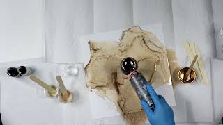 (843) Stunning Beige and Gold Mixed Media Acrylic Pour Painting!!