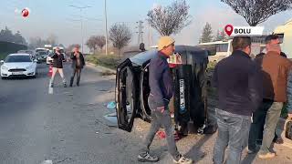 Sürücüsünün Makas Attığı Aracın Çarptığı Otomobil Devrildi; Kaza Kamerada