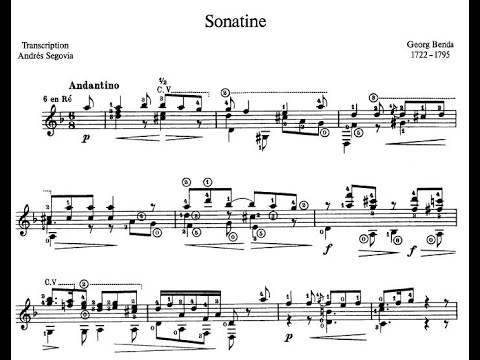 Georg Benda "Sonatine" arr. Segovia + some ideas on Segovia's playing style