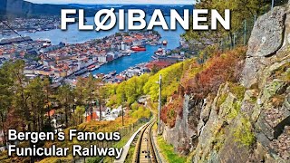 Riding the Fløibanen Funicular Railway train to the top of Fløyen Mountain and back down again!