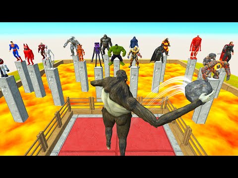 Beast Titan Crush Superheroes and Monsters in Lava - Animal Revolt Battle Simulator
