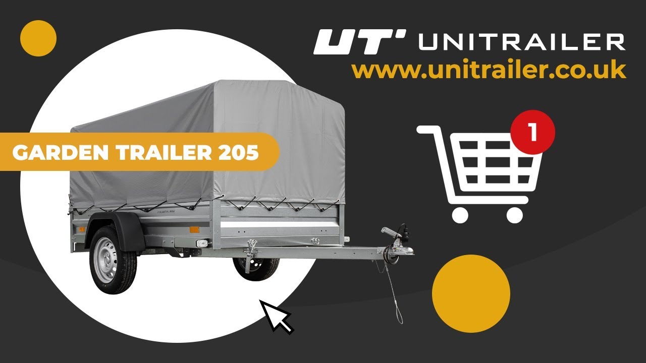 Single Axle Car Trailer 200x125 with high tarpaulin cover - UNITRAILER Garden Trailer 205