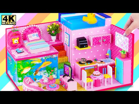 Sådan laver du 3-etagers feriehus, underjordisk akvarium, swimmingpool på taget |DIY Miniature House