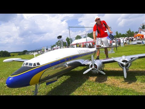 RC MODEL AIRPLANE LOCKHEED SUPER CONSTELLATION LUFTHANSA IN DETAIL AND DEMO FLIGHT!!