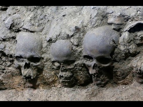 Tower of skulls. This is a creepy Mayan and Aztec tradition.