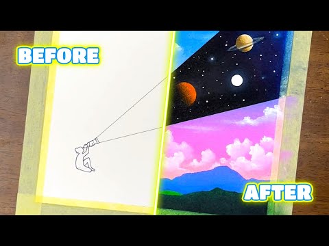 An easy method for drawing space and planets 🪐✍️ #oilpastel #tutorial #easy #method #foryou