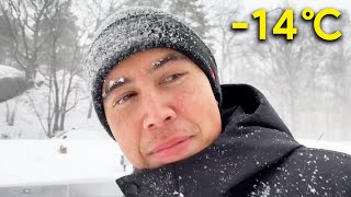 Crazy Snow Storm in Sweden!! (-14°C)