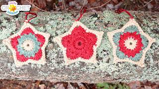 Christmas Star Decoration - Ornament or Coaster - using Heartland Yarn by Lion Brand