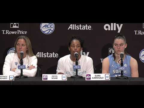 #UNC coach Courtney Banghart and guards Indya Nivar and Elina Aarnisalo after loss to Louisville