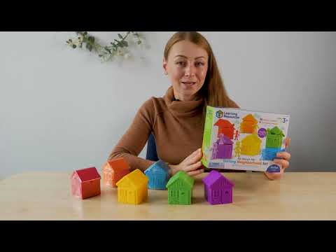 Відео огляд Різнокольорові будиночки для сортування Learning Resources