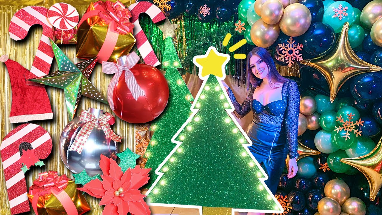 ¡HAZ ADORNOS NAVIDEÑOS GIGANTES! PINO ILUMINADO, ESFERA, REGALO, CARAMELO, FLOR NOCHE BUENA DE PAPEL