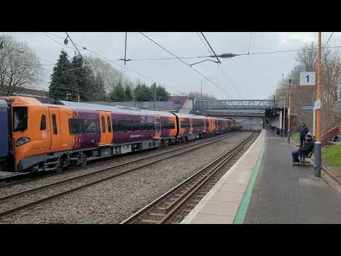 ROG Class 37, 37601 Perseus with three WMR Class 196 DMUs passing Longbridge