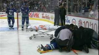 ryan johnson goes hard in to the boards (sportsnet feed)