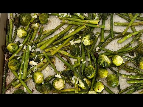 Roasted Brussels Sprouts and Asparagus