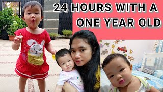 24 HOURS WITH ONE YEAR OLD TODDLER | 12 MONTHS OLD | BABY SHARING FOOD | BABY WALKING