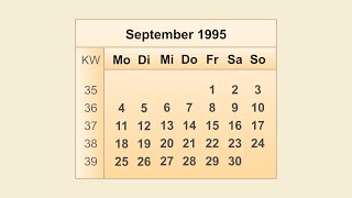 Kalender September 1995