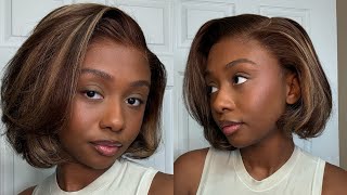 Blowout Bob Wig With Highlights 😍 | 7x5 Glueless Ready To Wear Wig | Ft. BgmGirl Hair