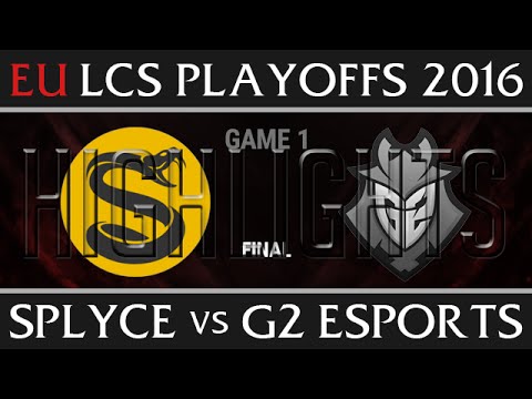 Splyce vs G2 Esports Game 1 Highlights, EU LCS Grand Final Playoffs Summer 2016, SPY vs G2 Game 1