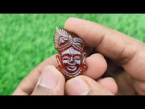 Shrinathji Head Face in Natural Gomedh Hessonite Gemstone - 40 carats video