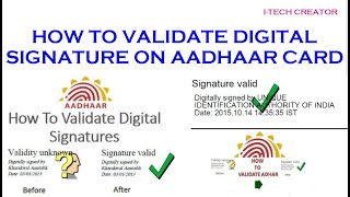 How to validate digital signature on pdf e-aadhaar after download from website |